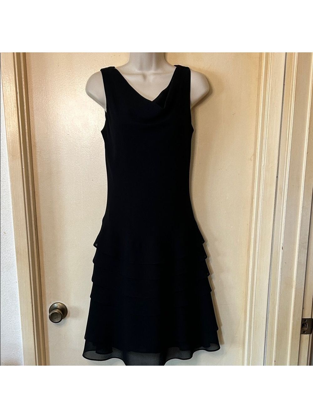 Joseph Ribkoff Black Tiered Midi Dress size S